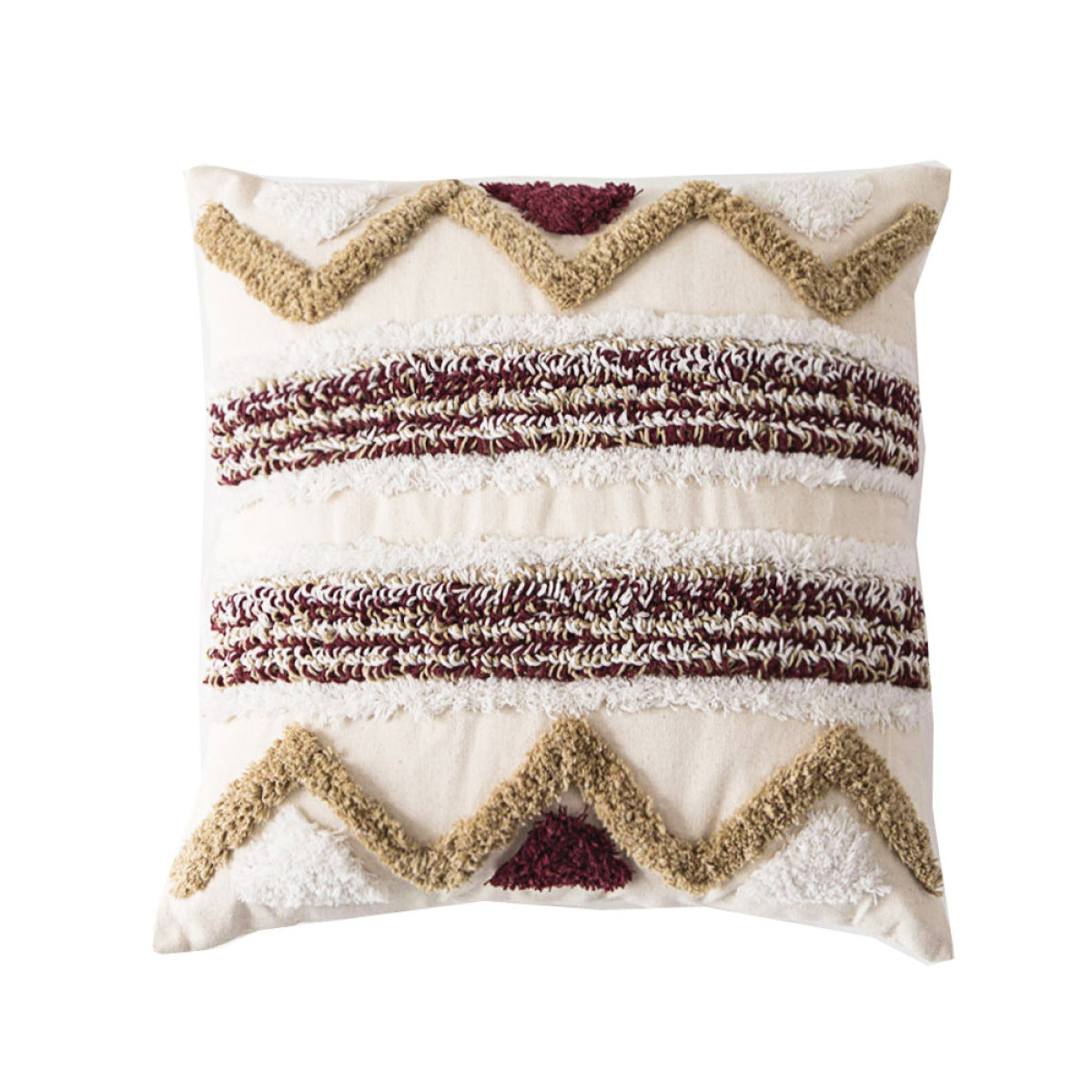 Boho Embroidered Tufted Cushion Cover Without Filler