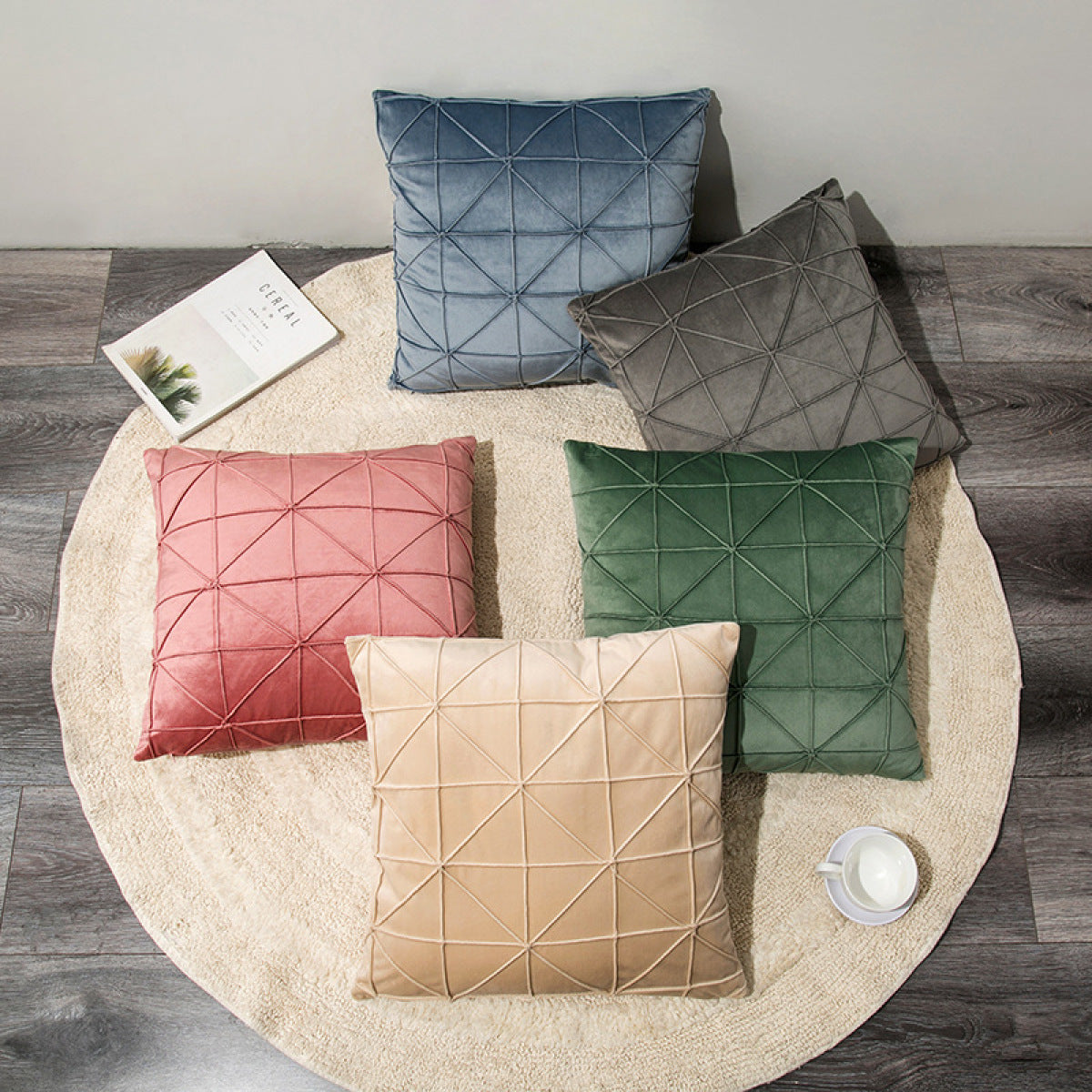 Solid Color Thickened Dutch Velvet Geometric Cushion Pillowcase without Filler