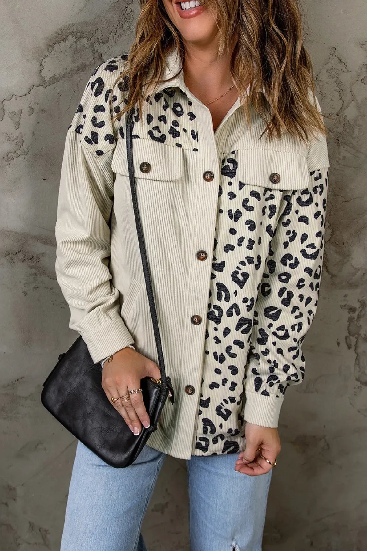 Umitay corduroy jacket women Women's Fashion Leopard Print Long