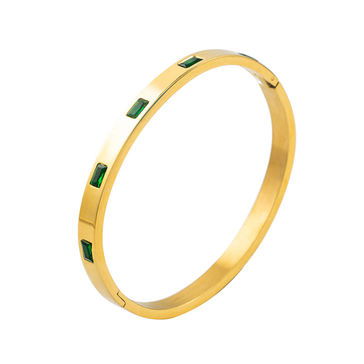 Emerald Zirconia Inlay Bangle Bracelet