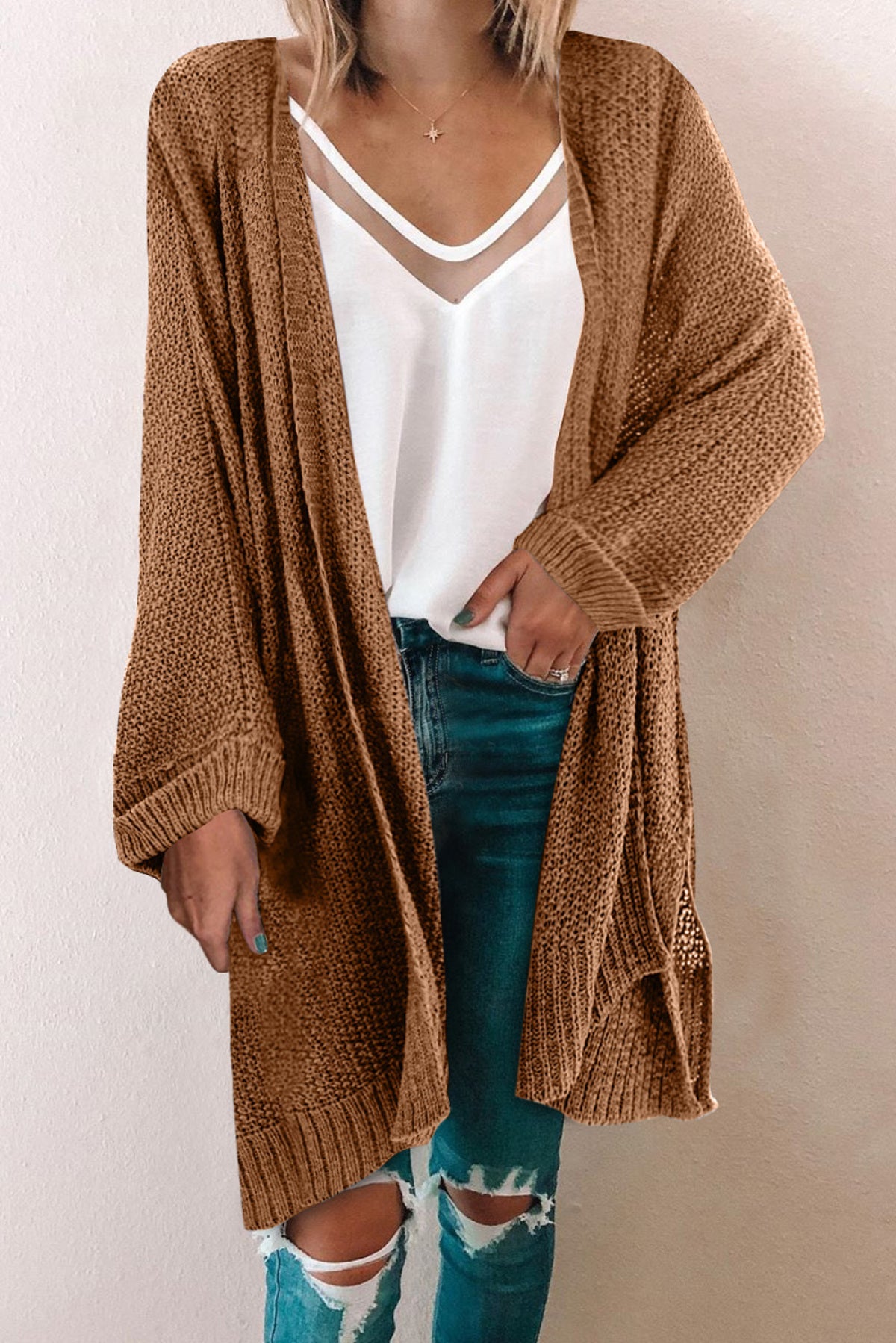 Brown Knit Cardigan