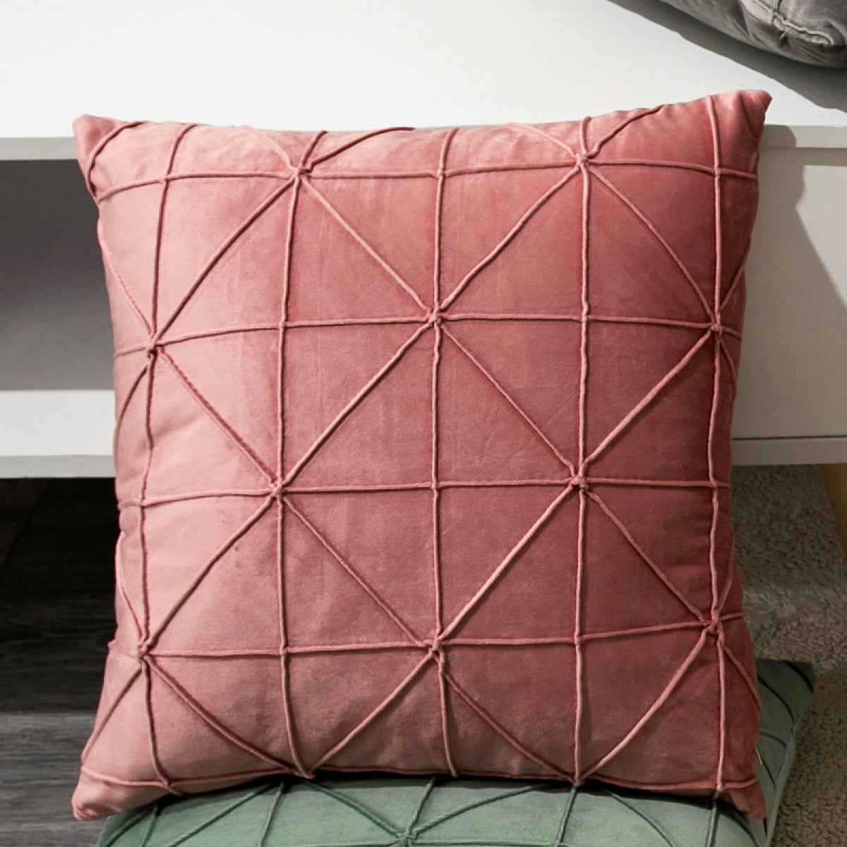 Solid Color Thickened Dutch Velvet Geometric Cushion Pillowcase without Filler