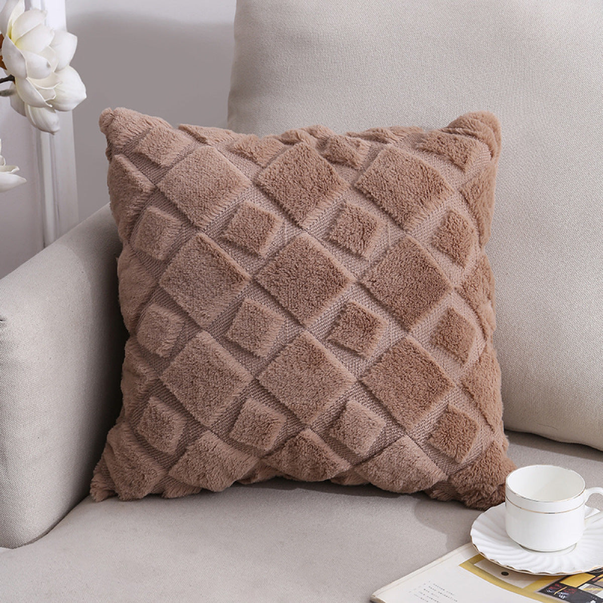 Plush Geometric Pillowcases Without Filler