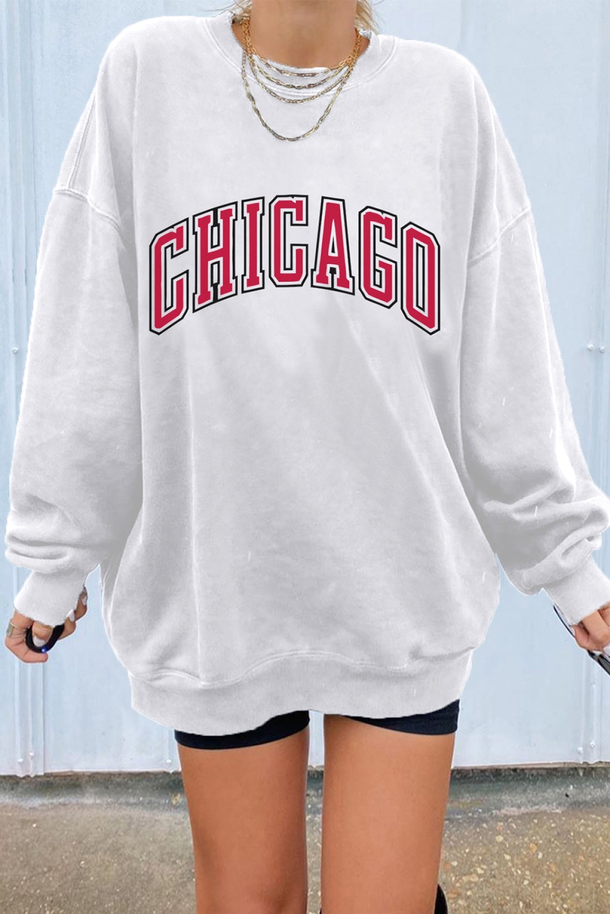 Round Neck Drop Shoulder Oversized Sweatshirt