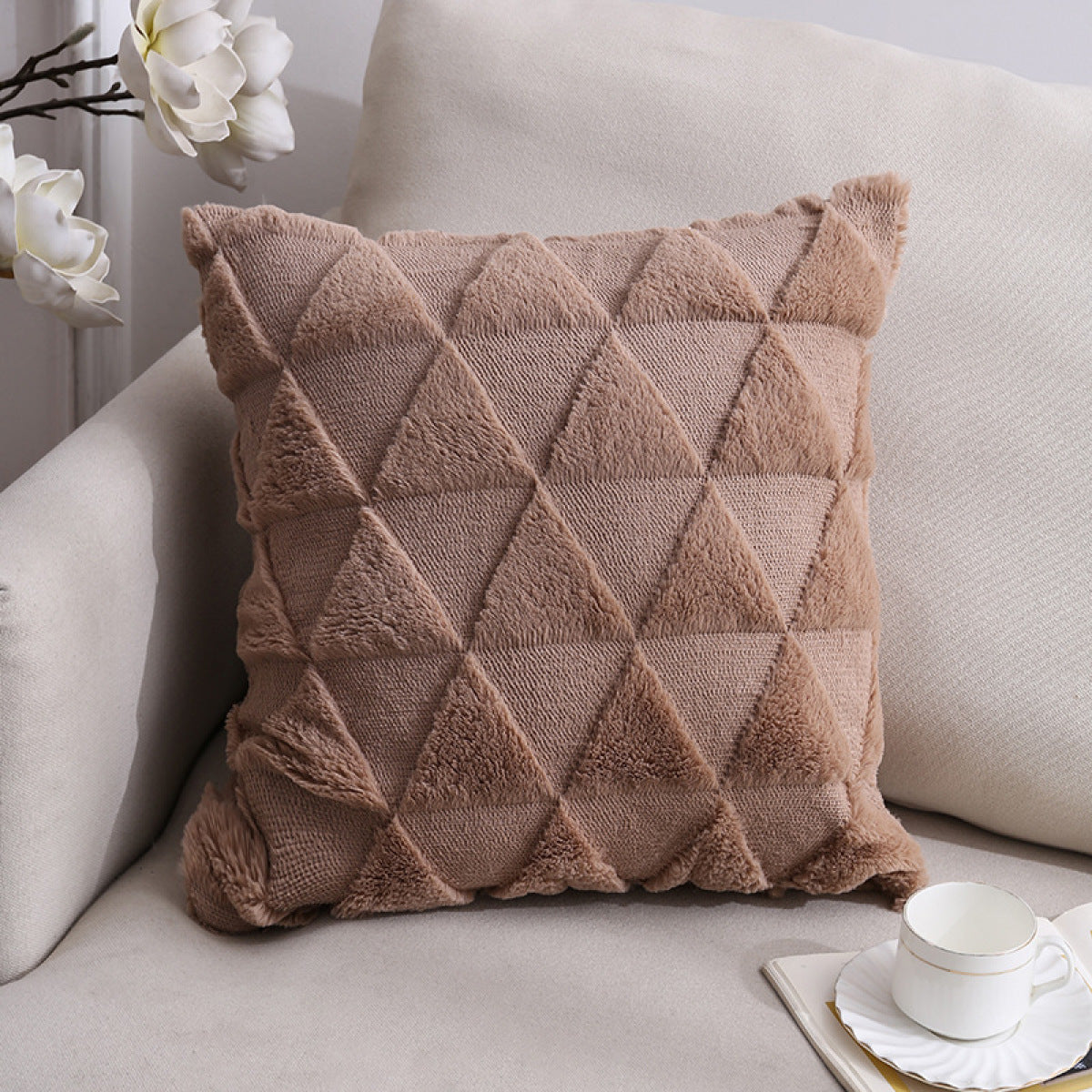 Plush Geometric Pillowcases Without Filler