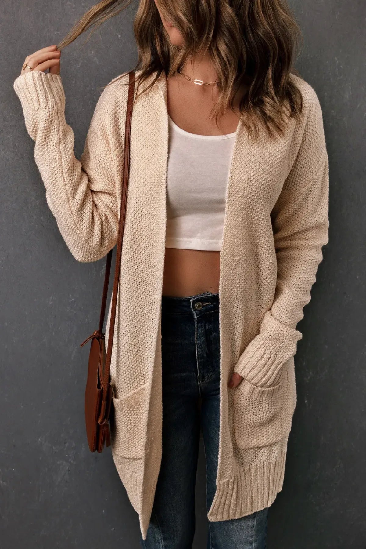 Hooded Open Knit Cardigan