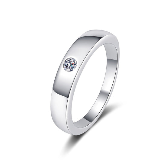 925 Sterling Silver Simple Moissanite Ring