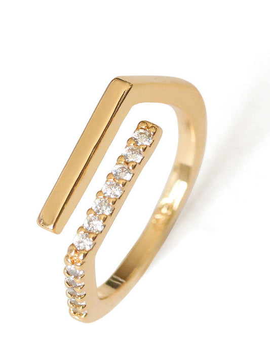 Double-Layer Geometric Line Adjustable Open Ring