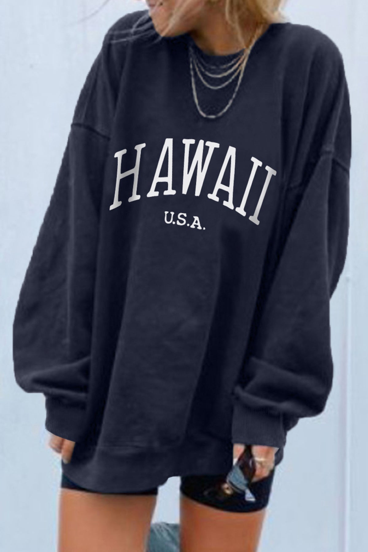 Round Neck Drop Shoulder Oversized Sweatshirt