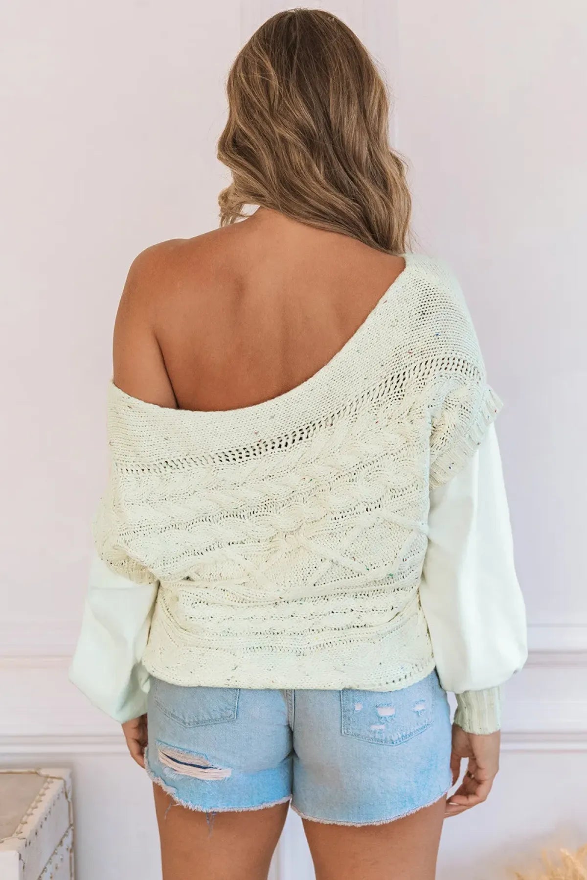 Apricot Faux Two-Piece Textured Knit Sweater