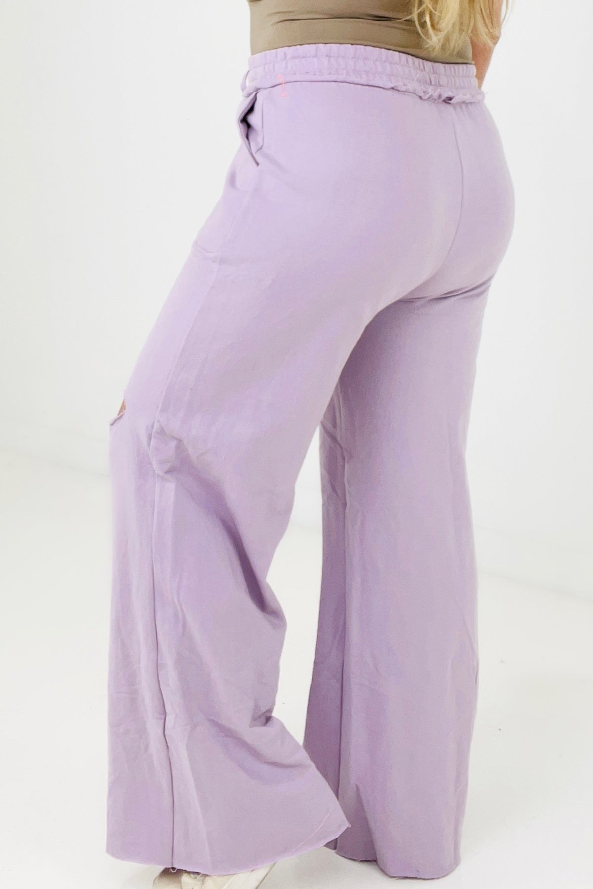 New Colors - Zenana French Terry Laser Cut Pants With Pockets