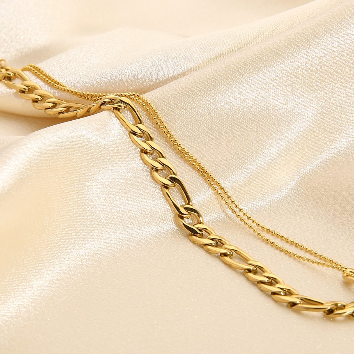 Stainless Steel 18K Gold Plated Figaro Necklace