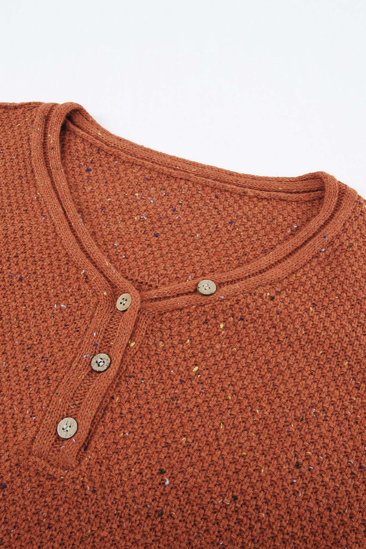 Buttoned Drop Shoulder Knitted Sweater