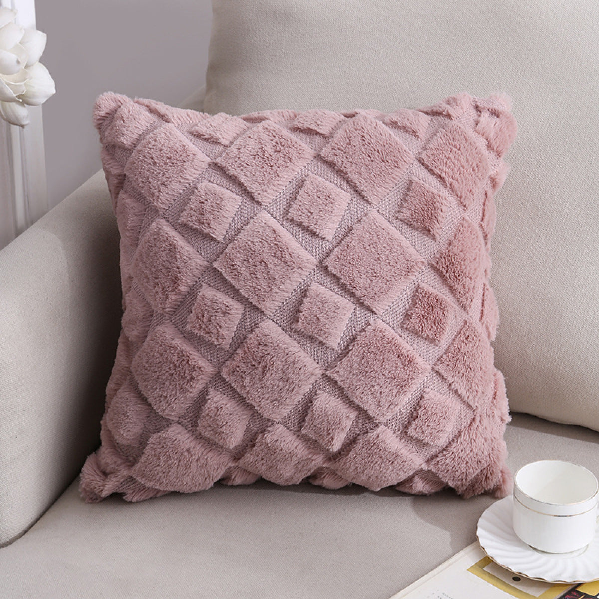 Plush Geometric Pillowcases Without Filler